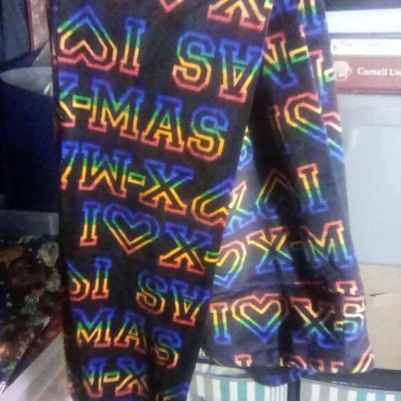 Ladies size Large I LOVE XMAS Fleece Leggings New - Picture 3 of 7
